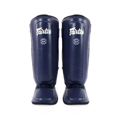 Fairtex SPK9 Youth Shin Guards PU Leather, Multi-Layered Foam Padding | Perfect for Muay Thai, Kickboxing, and Martial Arts. Ergonomic Fit with Hook and Loop Straps (Blue-10-12yrs)