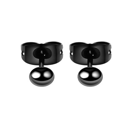 Medical Graded Titanium Black Color Ball Post Stud Earnings - Hypoallergenic For Sensitive Ears-Hipoalergnico para odos sen (Black 6 mm/ 0.24'')