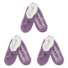 BambooMN Adult Women Soft Warm Cozy Fancy Yarn Slippers Non-Slip Lined Socks, Indoor Comfy House Slippers, Large, Purple, 3 Pairs view 1