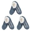 BambooMN Adult Women Soft Warm Cozy Fancy Yarn Slippers Non-Slip Lined Socks, Indoor Comfy House Slippers, Medium, Navy, 3 Pairs view 1