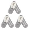 BambooMN Adult Women Soft Warm Cozy Fancy Yarn Slippers Non-Slip Lined Socks, Indoor Comfy House Slippers, Large, Charcoal, 3 Pairs view 1