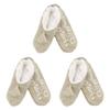 BambooMN Adult Women Soft Warm Cozy Fancy Yarn Slippers Non-Slip Lined Socks, Indoor Comfy House Slippers, X-Large, Taupe, 3 Pairs view 1