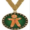 Gingerbread Man Winter Seasonal Award Medals with Gold Ribbons, 2.5" Gold Gingerbread Man Winter Trophies, 50 Pack view 1