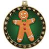 Gingerbread Man Winter Seasonal Award Medals with Gold Ribbons, 2.5" Gold Gingerbread Man Winter Trophies, 50 Pack view 2