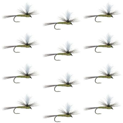The Fly Fishing Place Parachute Blue Winged Olive BWO Classic Trout Dry Fly Fishing Flies - Set of 12 Flies Size 18 - One Dozen