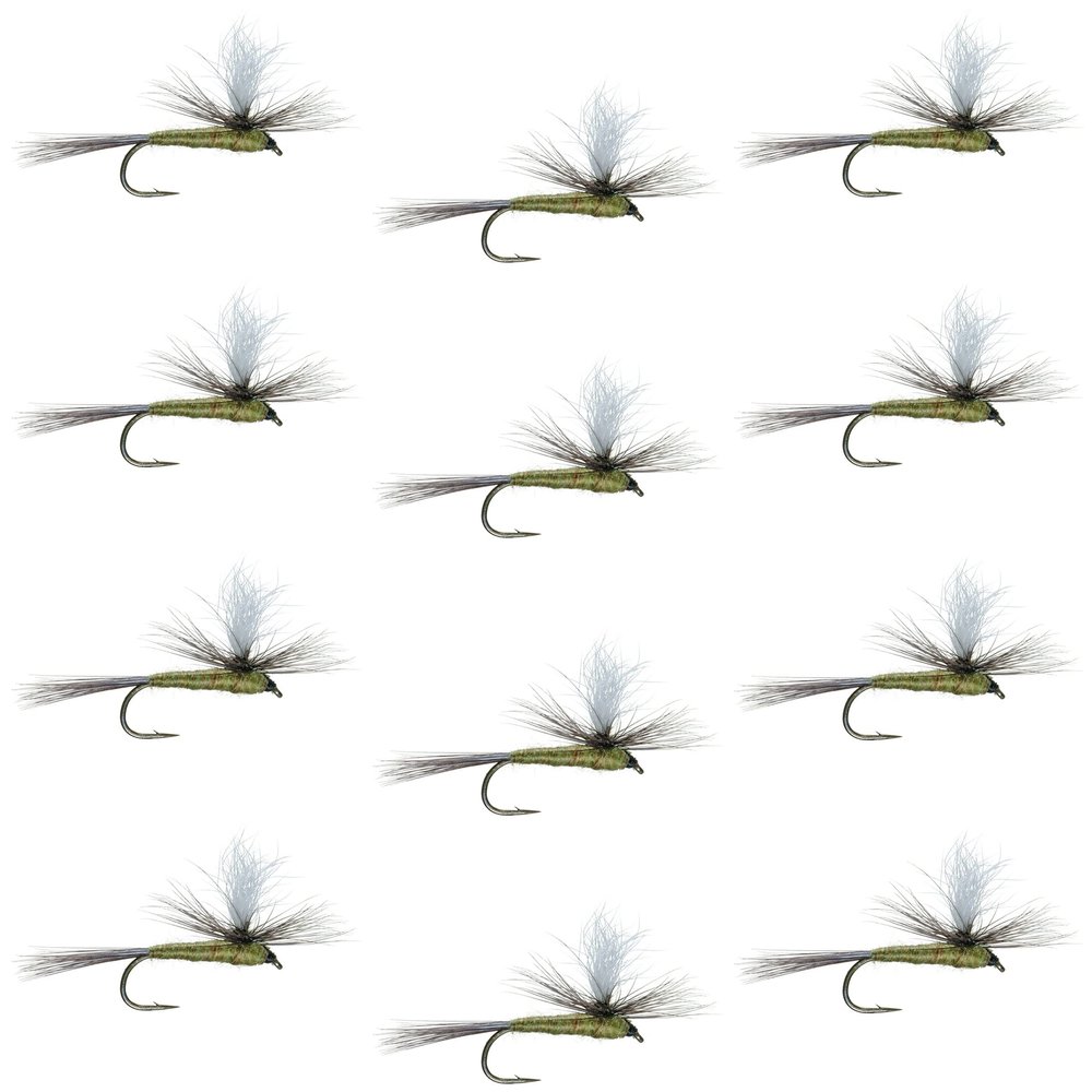 The Fly Fishing Place Parachute Blue Winged Olive BWO Classic Trout Dry Fly Fishing Flies - Set of 12 Flies Size 18 - One Dozen