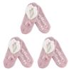 BambooMN Adult Women Soft Warm Cozy Fancy Yarn Slippers Non-Slip Lined Socks, Indoor Comfy House Slippers, Small, Pink, 3 Pairs view 1