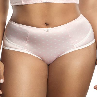 PARFAIT Charlotte Women's Full Figured Curvy Black Dot Retro High Waist Brief Vintage 6917-Petal Pink Dot-3XL