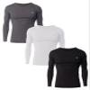 AMERICAN HEAVEN Men's 3 Pack Base Layer Long Sleeve Thermal V Neck Top | Soft & Lightweight Fleece Lined Shirts (3 Pack- Black/White/Grey, Medium) view 1