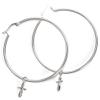 Dicksons Petal Cross Dangle Charm Women's One Size Silver Plated Everyday Hoop Earrings on Presentation Card view 1