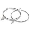 Dicksons Petal Cross Dangle Charm Women's One Size Silver Plated Everyday Hoop Earrings on Presentation Card view 2