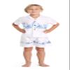 Matchable Family Hawaiian Aloha Shirt, White with Blue Hibiscus, Boy, Size 2 view 2