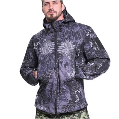 tuduoms Camouflage Tactical Jacket Men's Waterproof Softshell Hooded Fleece Coat Lightweight Military Hunting Jacket