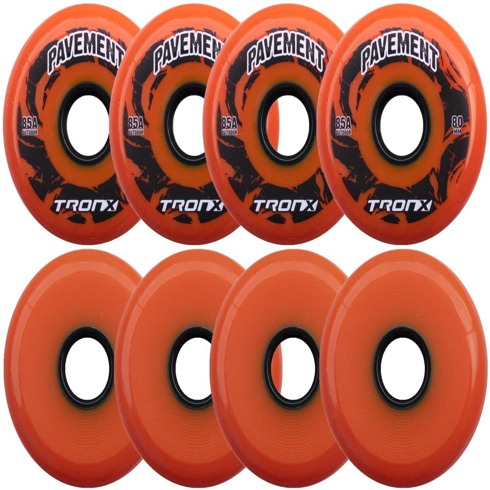 TronX Outdoor Pavement Asphalt Inline Roller Hockey Wheels 8 Pack (76mm)