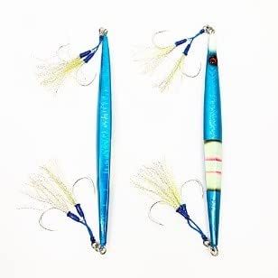Jigs R Us Razor Blue Glow 250g Rigged with Top and Bottom Dual Assist Hooks.