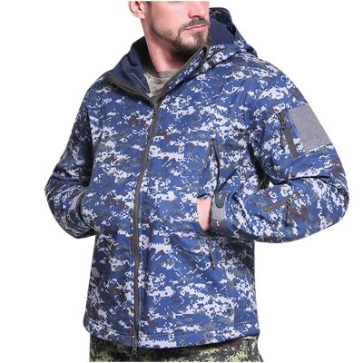 tuduoms Camouflage Tactical Jacket Men's Waterproof Softshell Hooded Fleece Coat Lightweight Military Hunting Jacket