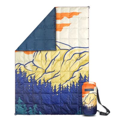 4Monster Outdoor Down Blankets Camping Blanket 650 Fill Travel Down Quilt Compact Waterproof for Picnics, Beach Trips, Camping and Backpacking (National Park B, 54 * 80")