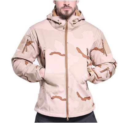 tuduoms Camouflage Tactical Jacket Men's Waterproof Softshell Hooded Fleece Coat Lightweight Military Hunting Jacket