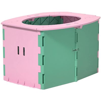Car Toilet Seat Outdoor Travel Little Boys and Girls Foldable Car Commode, Portable Toilets in Traffic Jams Emergency Situations, Load-Bearing 50kg (Color : Green+Pink, Size : 22 * 14 * 11cm)
