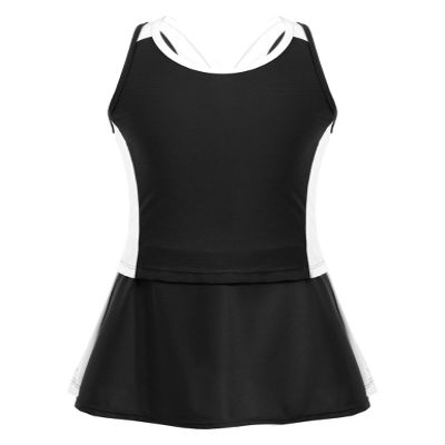 Loodgao Kids Girls 2 Piece Tracksuit Tank Top and Tennis Skirt with Built-in-Shorts Athletic Golf Dress Activewear Black 6
