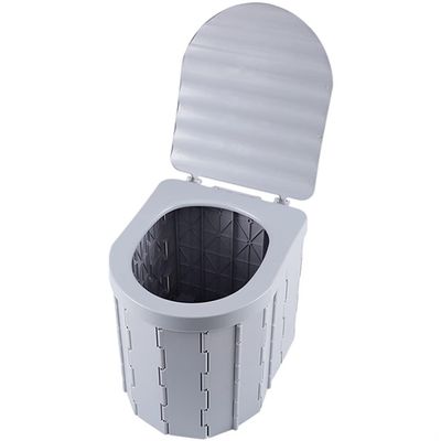 Car Toilet Seat Outdoor Travel Emergency Portable with Cover Car Commode, Foldable PVC Durable Trash Can, Load-Bearing 150kg (Color : Gray, Size : 28 * 33 * 30cm)