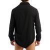 YONGHS Men's Spandex Long Sleeve Turtleneck Leotard Gymnastics Bodysuit Dancewear Black B Large view 2