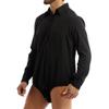 YONGHS Men's Spandex Long Sleeve Turtleneck Leotard Gymnastics Bodysuit Dancewear Black B Large view 4