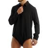YONGHS Men's Spandex Long Sleeve Turtleneck Leotard Gymnastics Bodysuit Dancewear Black B X-Large view 3