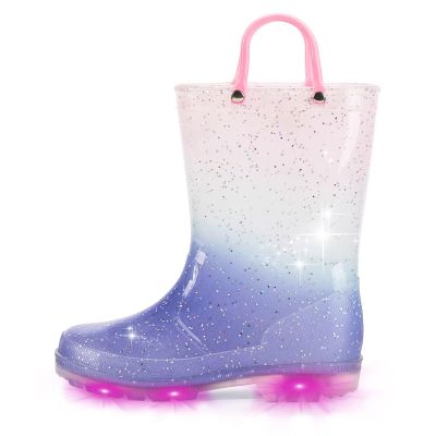 EUXTERPA Toddler Kids Light-Up Rain Boots, Gradient, Toddler Size 5