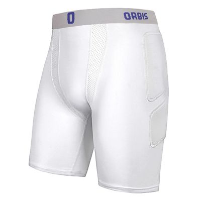Adult Baseball Sliding Shorts with Cup Pocket, Foam Padded, White (NO Cup) (L)