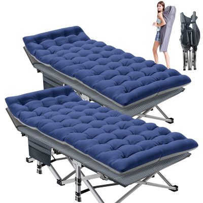 ABORON Camping Cot for Adult 28" Extra Wide, 2PK Heavy-Duty 1200D Oxford Cot for Sleeping, Portable Folding Camp Bed with Mat & Carry Bag