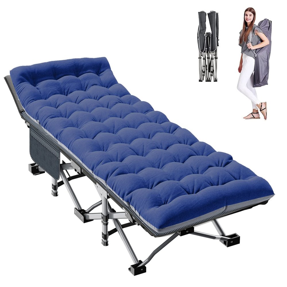 ABORON Camping Cot for Adult 28" Extra Wide, Heavy-Duty 1200D Oxford Cot for Sleeping, Portable Folding Camp Bed with Mat & Carry Bag