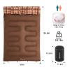 KingCamp Double Sleeping Bag for Adults, Queen Size 2 Person XXL Flannel Sleeping Bag, Waterproof Lightweight Flannel Quilt with 2 Pillows, Perfect for Couples Family Camping Hiking, Coffee view 2