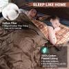 KingCamp Double Sleeping Bag for Adults, Queen Size 2 Person XXL Flannel Sleeping Bag, Waterproof Lightweight Flannel Quilt with 2 Pillows, Perfect for Couples Family Camping Hiking, Coffee view 3