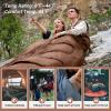 KingCamp Double Sleeping Bag for Adults, Queen Size 2 Person XXL Flannel Sleeping Bag, Waterproof Lightweight Flannel Quilt with 2 Pillows, Perfect for Couples Family Camping Hiking, Coffee view 4