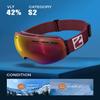 ZIONOR X Ski Snowboard Snow Goggles OTG Design for Men Women Adult with Spherical Detachable Lens UV Protection Anti-fog (Pink Frame LightPurpleRevoRed Lens) view 2