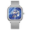 SHATONG Square Fashion Automatic Mechanical Watch Men's Stainless Steel Mesh Belt Waterproof Hollow Mechanical Watch Men view 1