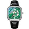SHATONG Automatic Men's Mechanical Watch Square Fashion Leather Strap Hollow Three-Hand Watch view 1