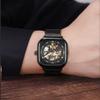 SHATONG Square Fashion Automatic Mechanical Watch Men's Stainless Steel Mesh Belt Waterproof Hollow Mechanical Watch Men view 2