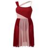 YONGHS Womens Leotard Vestment Piece Ensemble Uniform Lyrical Contemporary Dance Lyrical Outfit Burgundy X-Large view 3