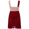 YONGHS Womens Leotard Vestment Piece Ensemble Uniform Lyrical Contemporary Dance Lyrical Outfit Burgundy X-Large view 4
