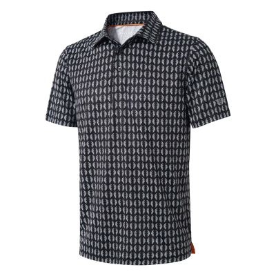 Golf Shirts for Men Dry Fit Short Sleeve Print Performance Moisture Wicking Polo Shirt Black White Twister