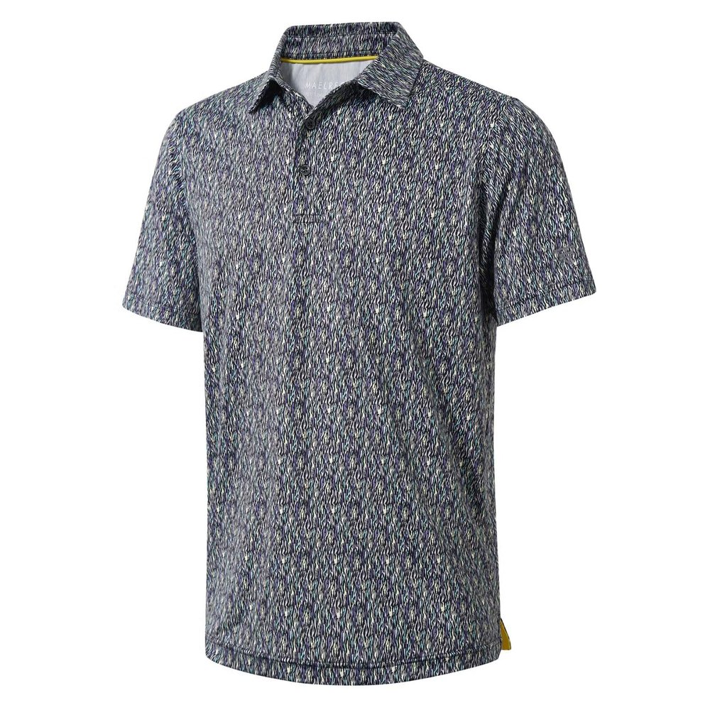Golf Shirts for Men Dry Fit Short Sleeve Print Performance Moisture Wicking Polo Shirt Motley Stream2