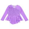 Aislor Girls' Sequins Figure Ice Skating Dress Mesh Long Sleeve Ballet Dance Gymnastic Tutu Skirted Leotard Skating wear Light Purple 6 Years view 3