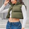 Kissonic Women's Cropped Puffer Vest Lightweight Fluffy Vest Sleeveless Warm Winter Outerwear(Army Green-L) view 3