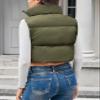 Kissonic Women's Cropped Puffer Vest Lightweight Fluffy Vest Sleeveless Warm Winter Outerwear(Army Green-L) view 4