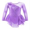 easyforever Kids Girls Sequins Figure Ice Skating Dress Long Sleeve Gymnastics Skirted Leotard Skating wear Dance wear Light Purple 4 Years view 1