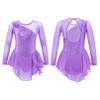easyforever Kids Girls Sequins Figure Ice Skating Dress Long Sleeve Gymnastics Skirted Leotard Skating wear Dance wear Light Purple 4 Years view 3