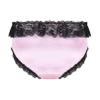 dPois Men's Silky Satin Lace Ruffled Bowknot Panties Knickers Sissy Crossdress Briefs Pink Medium view 2