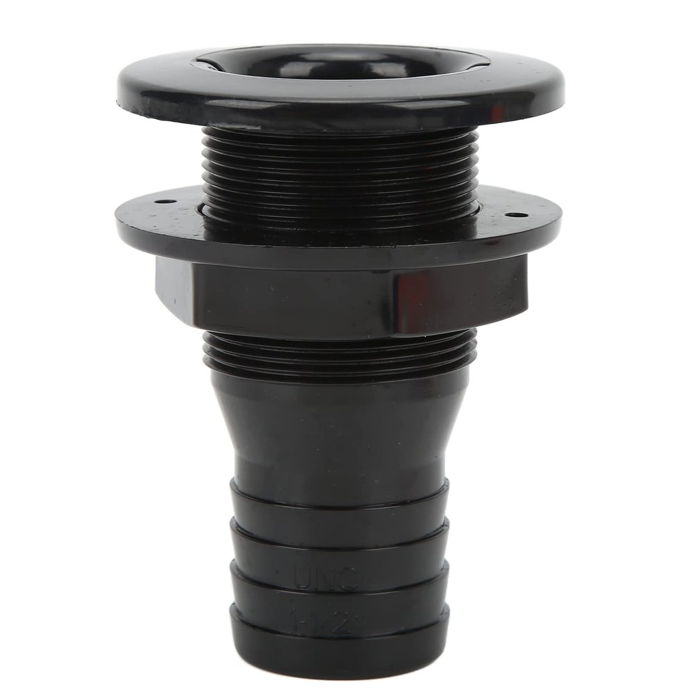 Boat Thru Hull Connector, 11/2in Thru Hull Fitting Straight ABS Hose Connector Accessory for Boats Marines(Black) Boat/Yacht Spare Parts